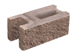 Заборный блок колотый, стеновой, 380х190х140мм, коричневый