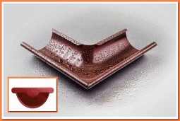 Внешний угол желоба Nika D125х90 RAL3005 Красное вино