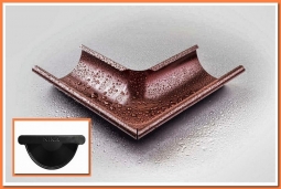 Внешний угол желоба Nika D125х90 RAL9005 Черный янтарь