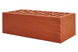 Кирпич лицевой керамический Красный «Кора дуба» пустотелый полуторный