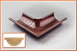 Внешний угол желоба Nika D125х90 RAL1014 Слоновая кость