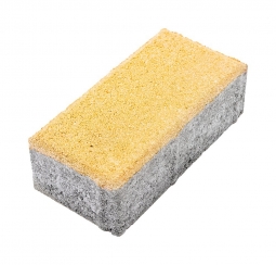 Тротуарная плитка Берит Прямоугольник Желтая 200х100х60 без фаски на белом цементе